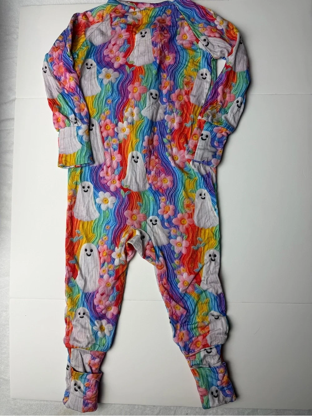 Velveteen by Bunny Knots Ghost Floral Sleeper Bamboo Romper 3-6M Halloween